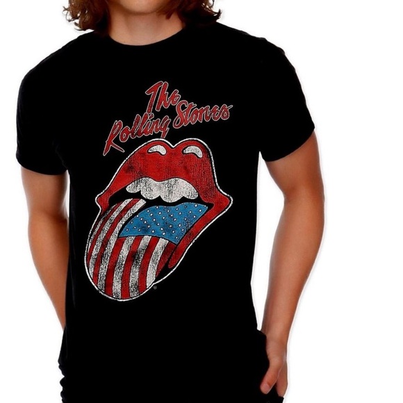 💋Rolling Stones Hot Lips Tongue America USA Flag Rock Official T-Shirt Large - Picture 4 of 10